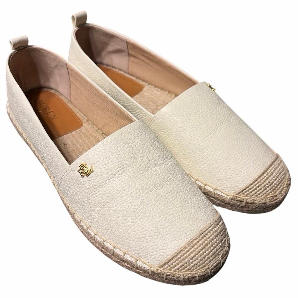 Lauren Ralph Lauren WomenS Cameryn Iv Tumbled Leather Espadrille Loafer Flat NEW